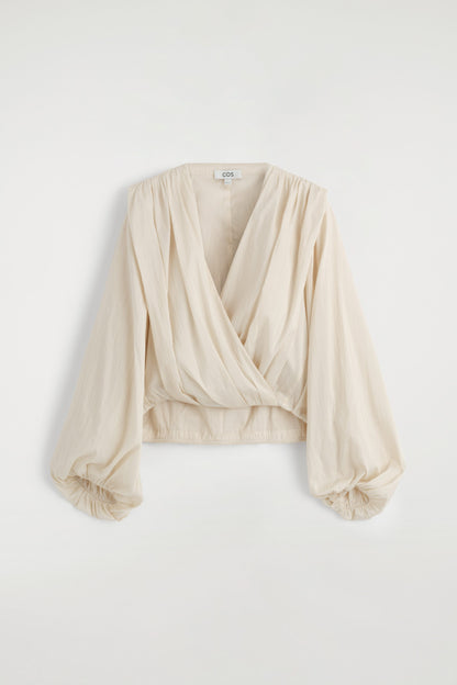 Gathered Wrap-Over Blouse