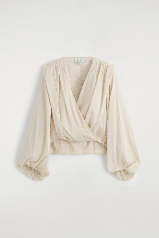Gathered Wrap-Over Blouse
