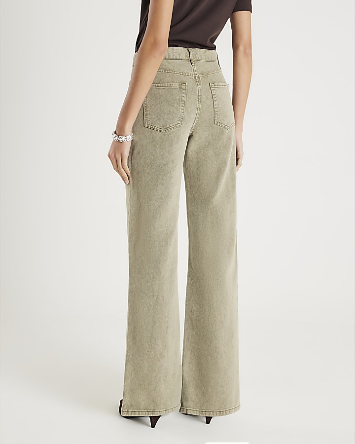 Green High Rise Relaxed Straight Leg Jeans