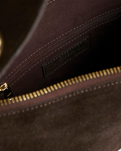 Brown Suede Studded Shoulder Bag | River Island