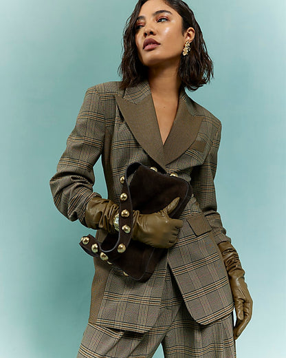 Brown Suede Studded Shoulder Bag | River Island