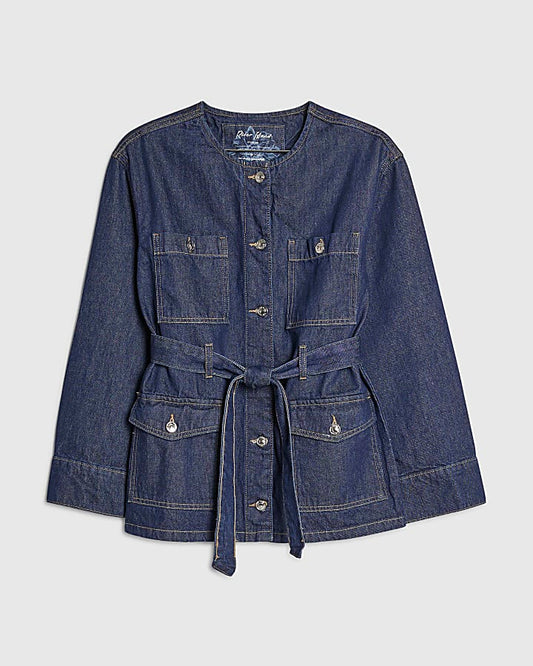 Blue Belted Denim Jacket