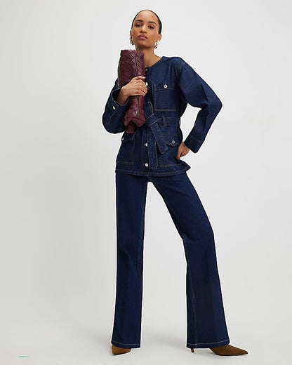 Blue Belted Denim Jacket