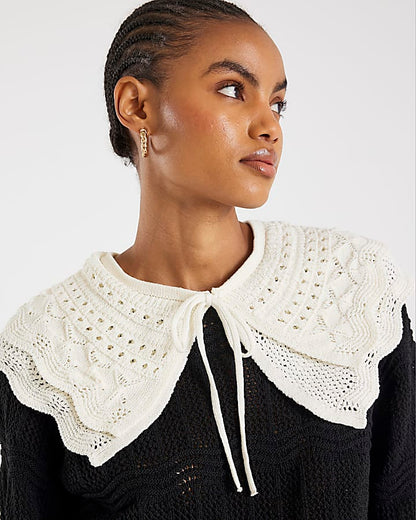 Black Knitted Double Frill Collar Jumper