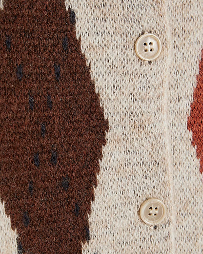 Brown Knitted Argyle Cardigan
