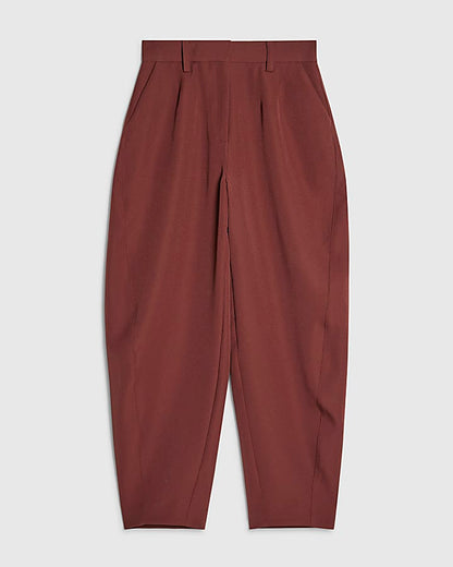 Brown Tailored Barrell Leg Trousers