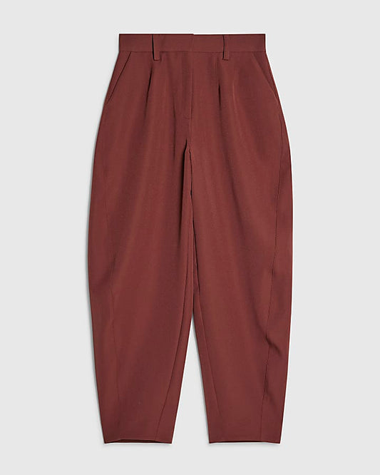 Brown Tailored Barrell Leg Trousers