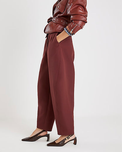 Brown Tailored Barrell Leg Trousers