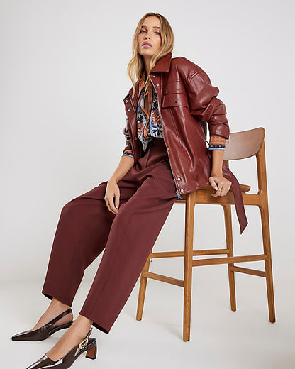 Brown Tailored Barrell Leg Trousers