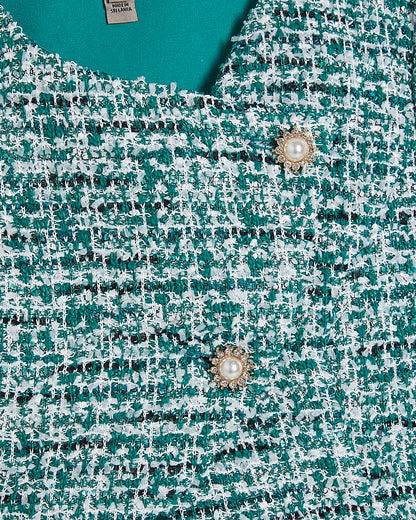 Green Boucle Wrap Over Top