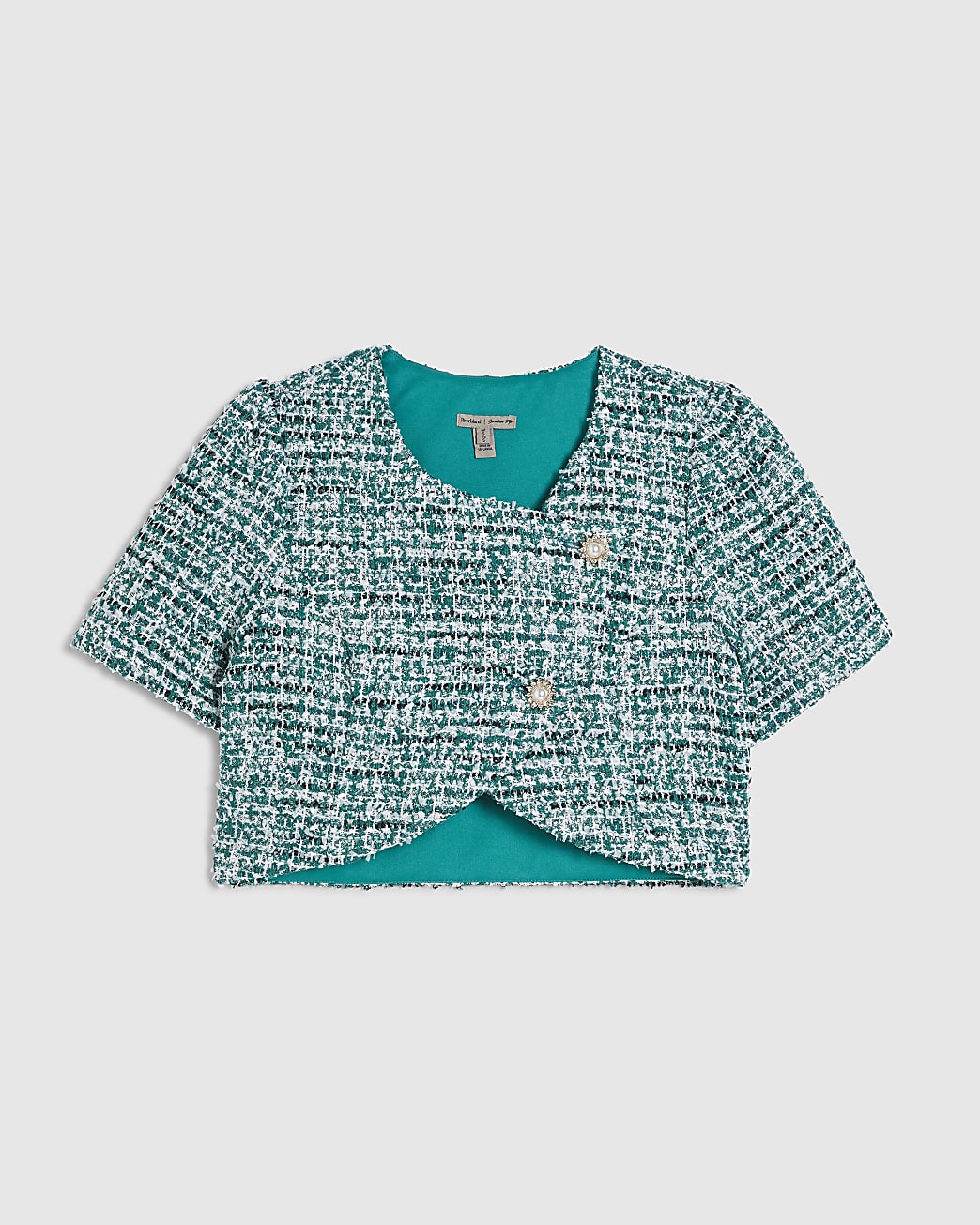 Green Boucle Wrap Over Top