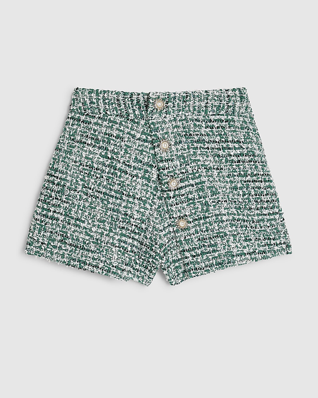 Green Boucle Wrap Over Shorts
