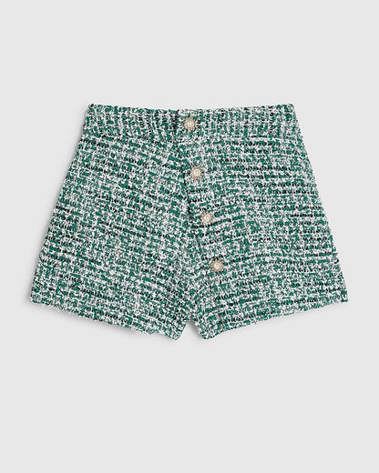 Green Boucle Wrap Over Shorts