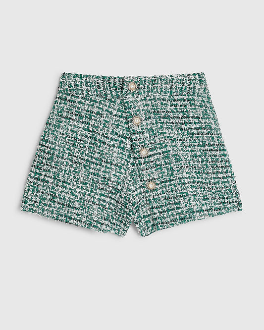 Green Boucle Wrap Over Shorts