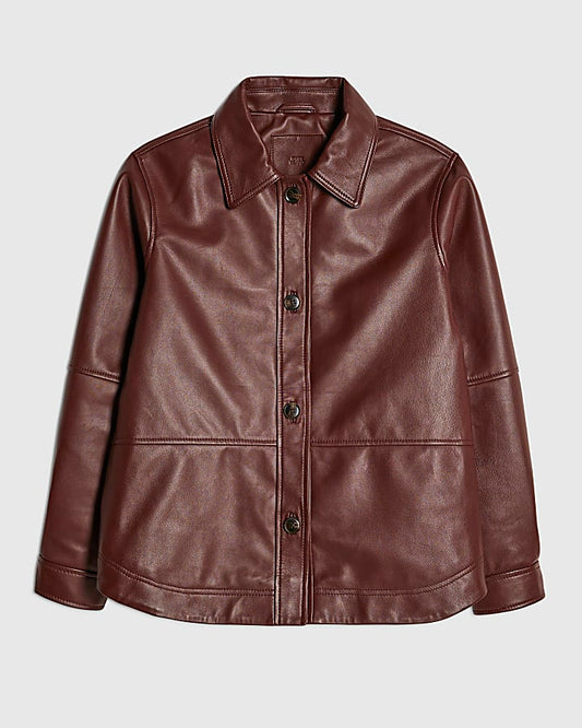 Red Leather Overshirt