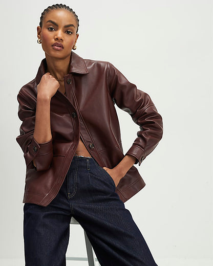 Red Leather Overshirt