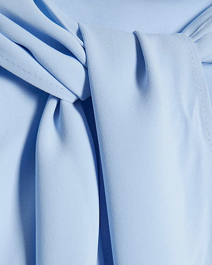 Blue Batwing Sleeve Pussybow Blouse