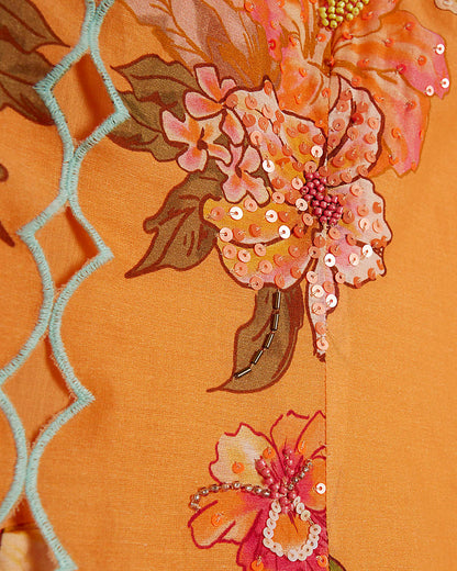Orange Peplum Print Maxi Dress