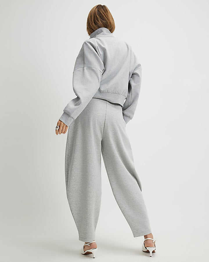 Grey Belted Balloon Leg Trousers