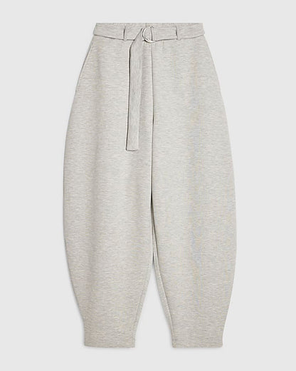Grey Belted Balloon Leg Trousers