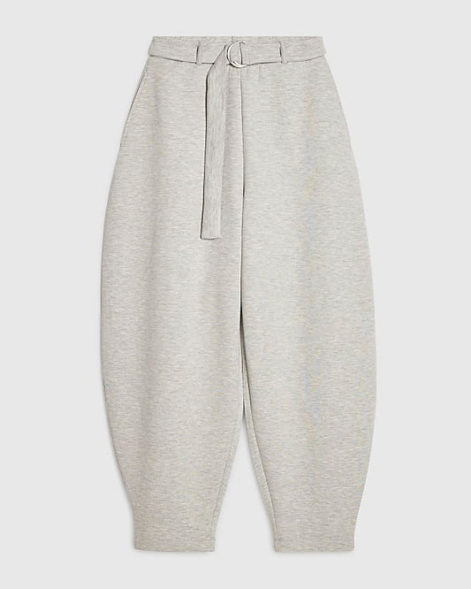 Grey Belted Balloon Leg Trousers