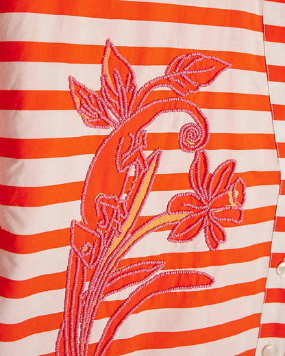 Red Stripe Beaded Shirt