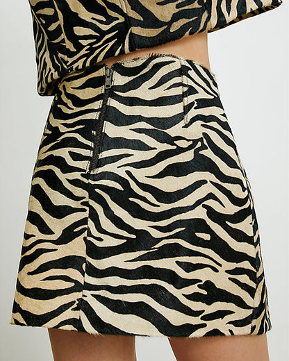 Black RI Studio Hair On Leather Mini Skirt