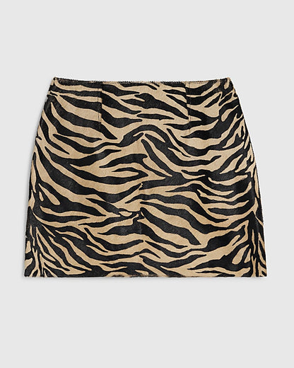 Black RI Studio Hair On Leather Mini Skirt