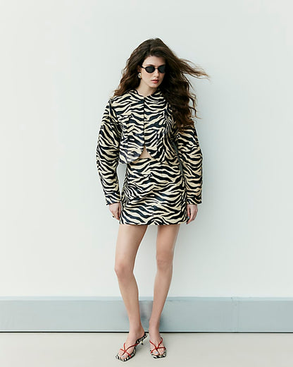 Black RI Studio Zebra Hair on Leather Jacket