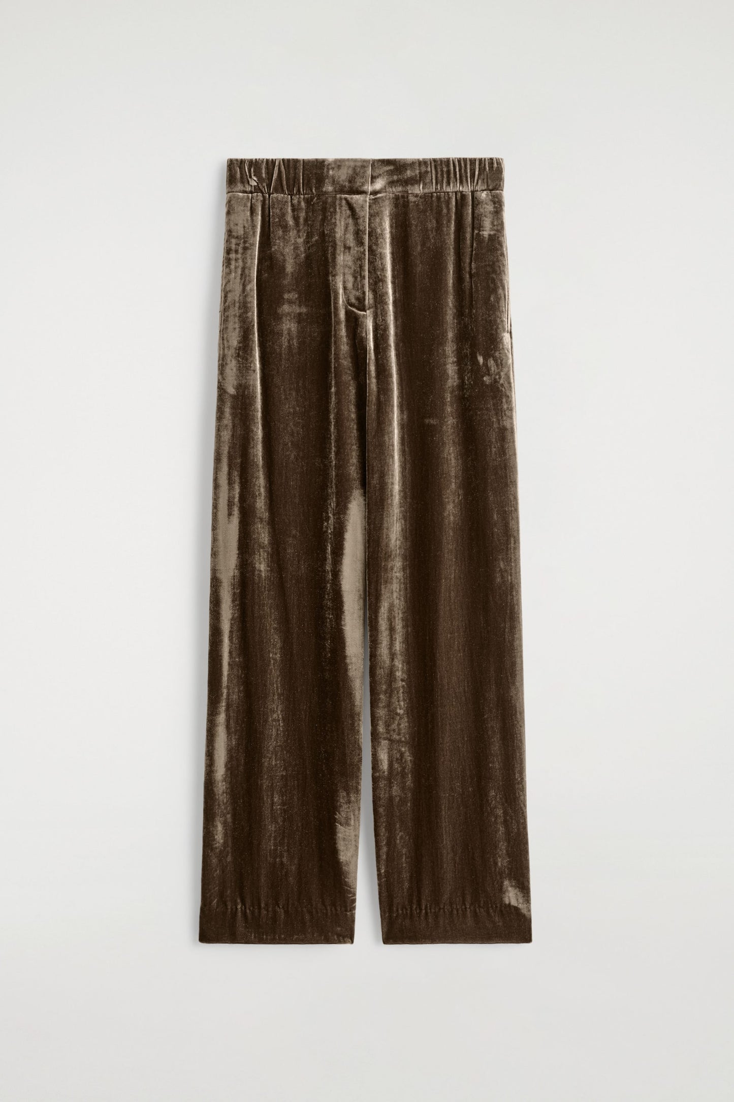 Velvet Elasticated Straight-Leg Trousers