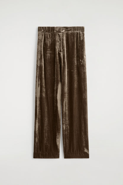 Velvet Elasticated Straight-Leg Trousers