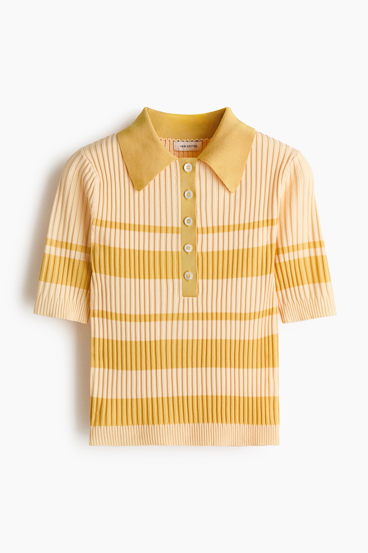 Striped Rib-knit polo shirt