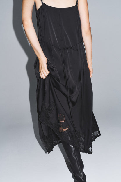 Lace-inset satin dress