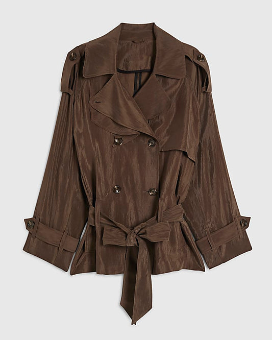 Brown RI Studio Short Drapey Trench Coat