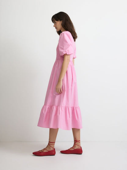Cotton dress with tie detail