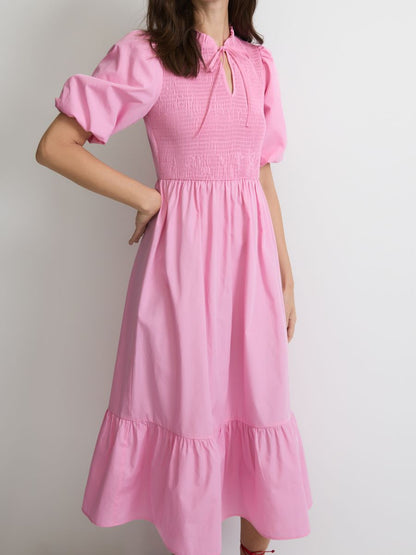 Cotton dress with tie detail