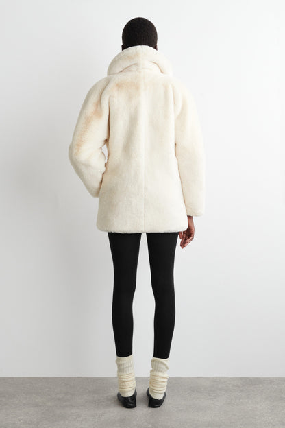 Shawl-Collar Faux Fur Jacket