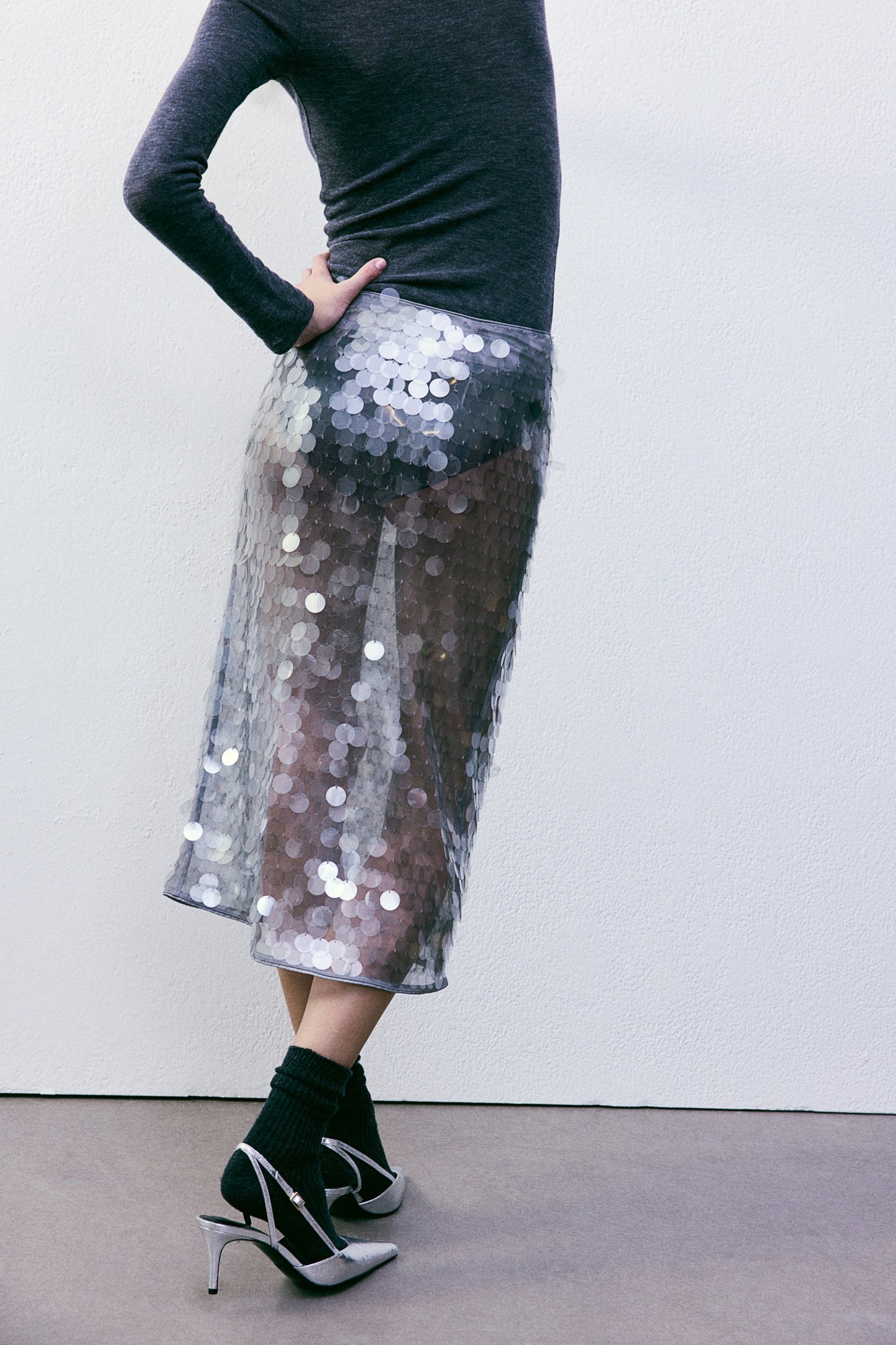 Sequined midi skirt