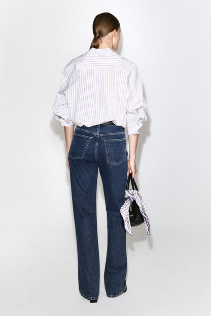 Cutaway-Collar Striped Cotton-Blend Shirt