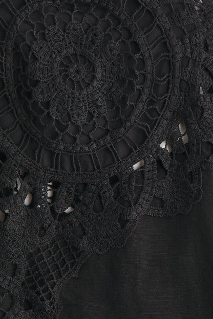 Lace-detail linen-blend dress