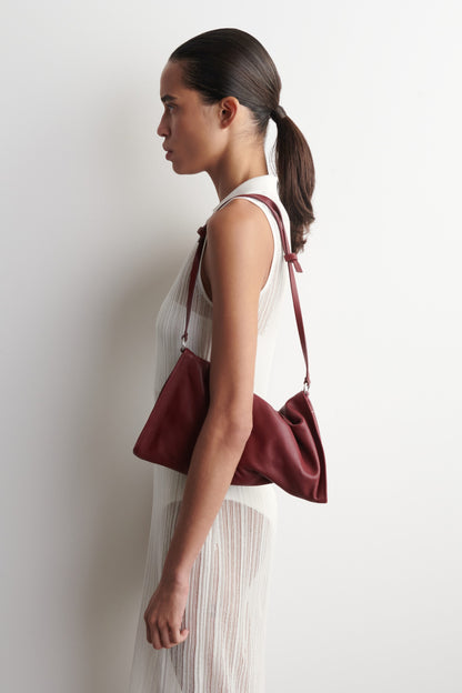 Twisted Leather Mini Clutch Bag