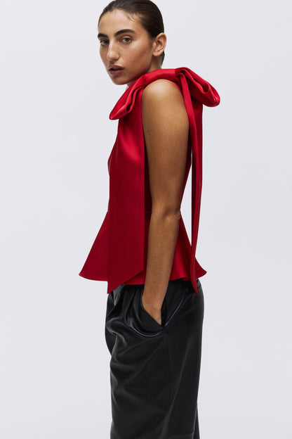 Bow-detail one-shoulder top