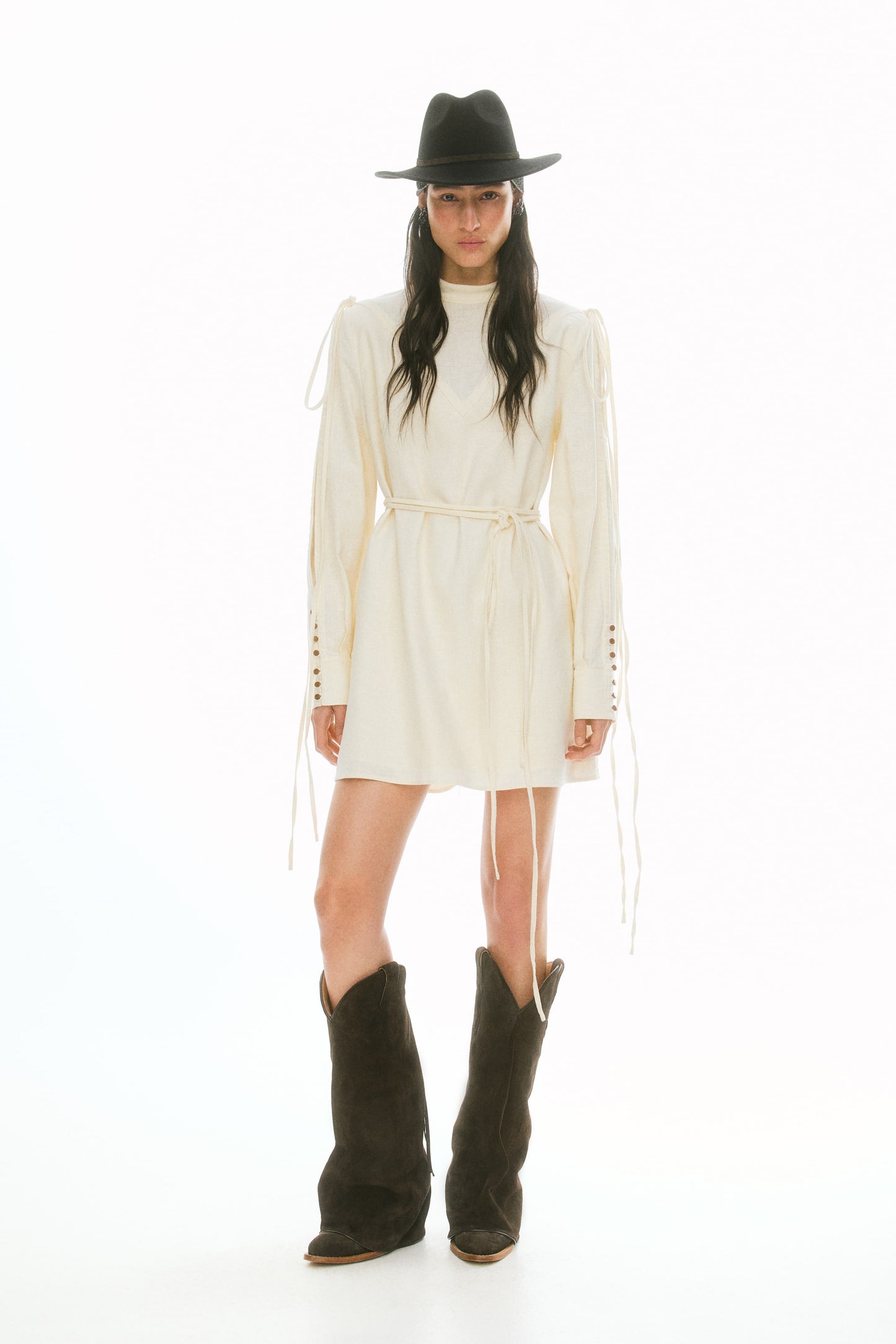Linen-blend dress