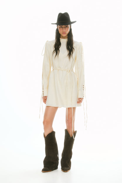 Linen-blend dress