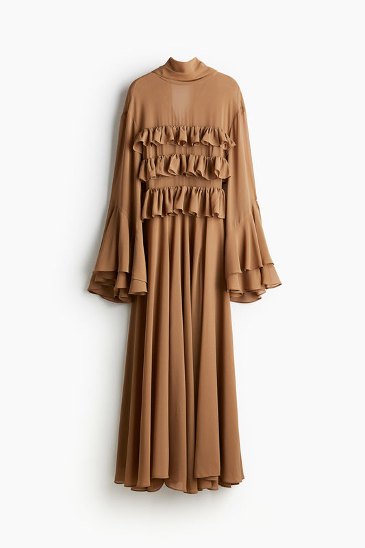 Frill-trimmed chiffon dress