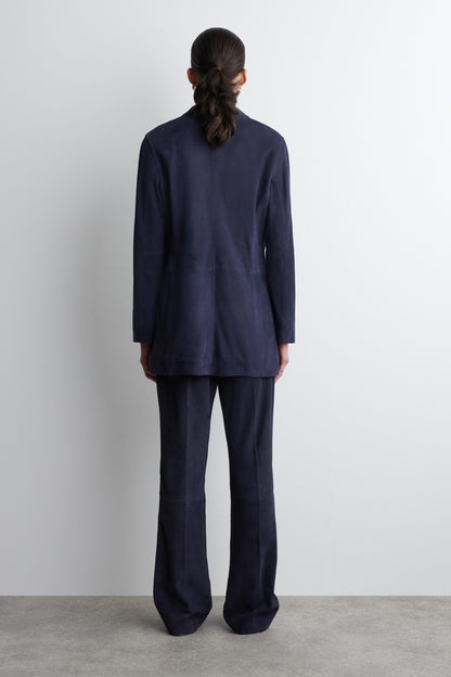Suede Single-Breasted Blazer