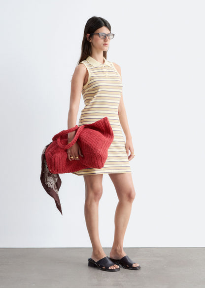 Striped Cotton Mini Polo Dress
