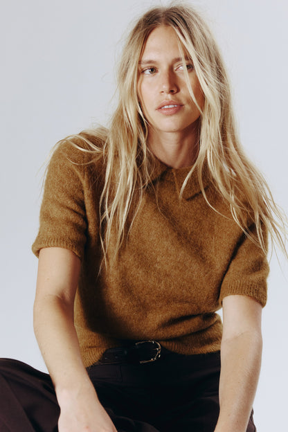 Collared alpaca-blend jumper