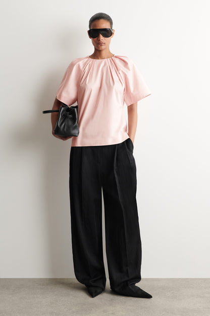 Gathered Short-Sleeved Cotton Top