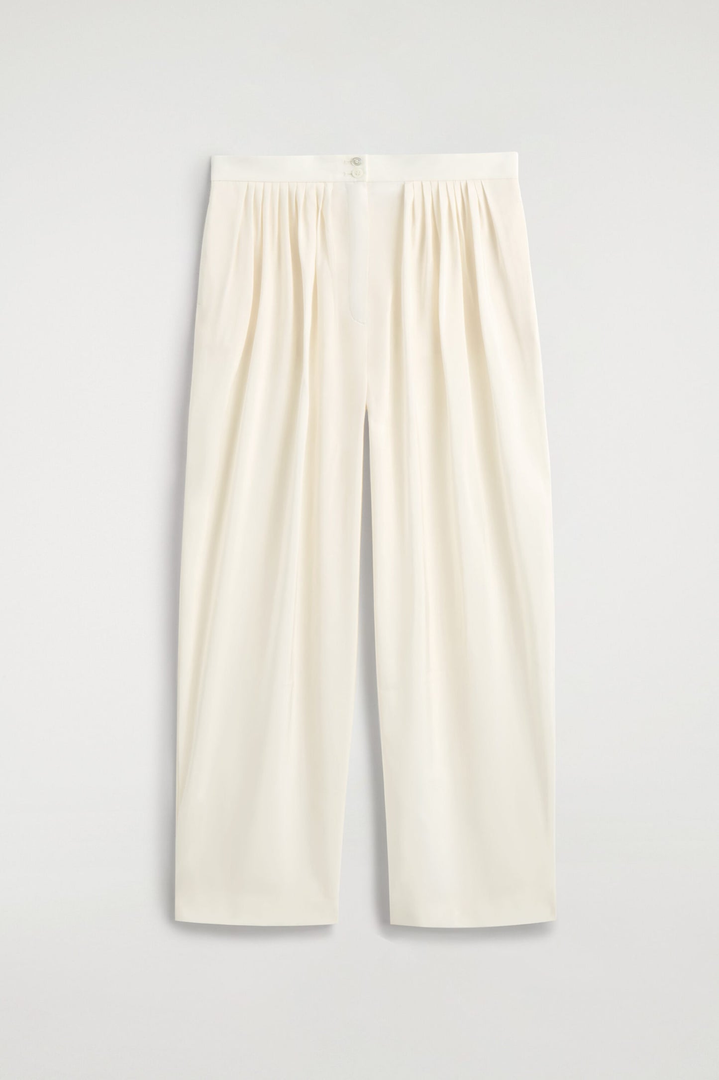 Draped Pleated Straight-Leg Trousers